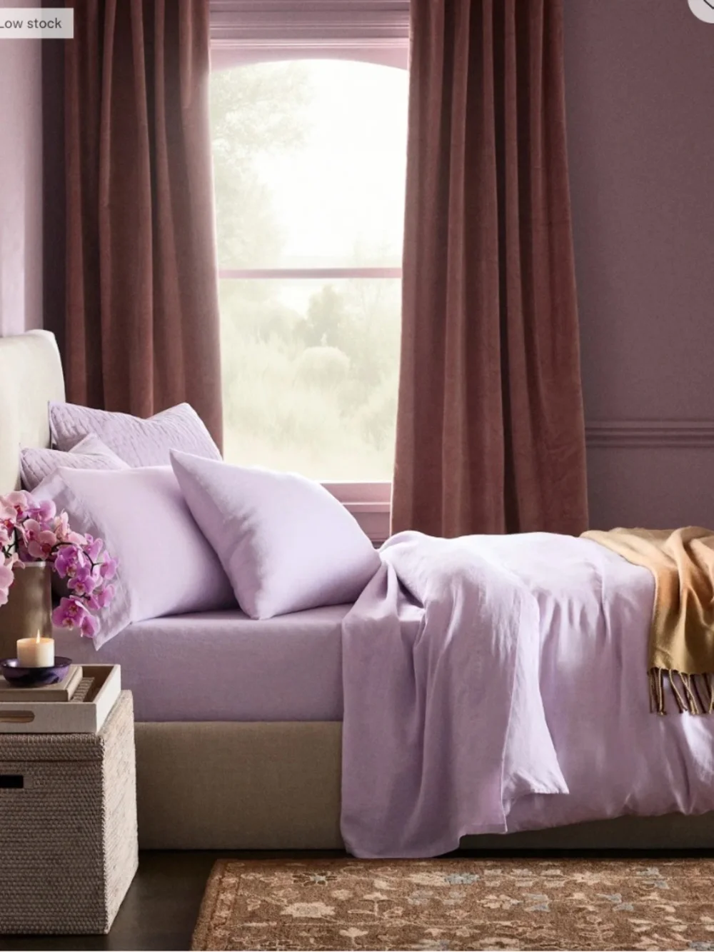 NEW, QUINCE European Linen Duvet Cover Set, King/Cal King, Orchid